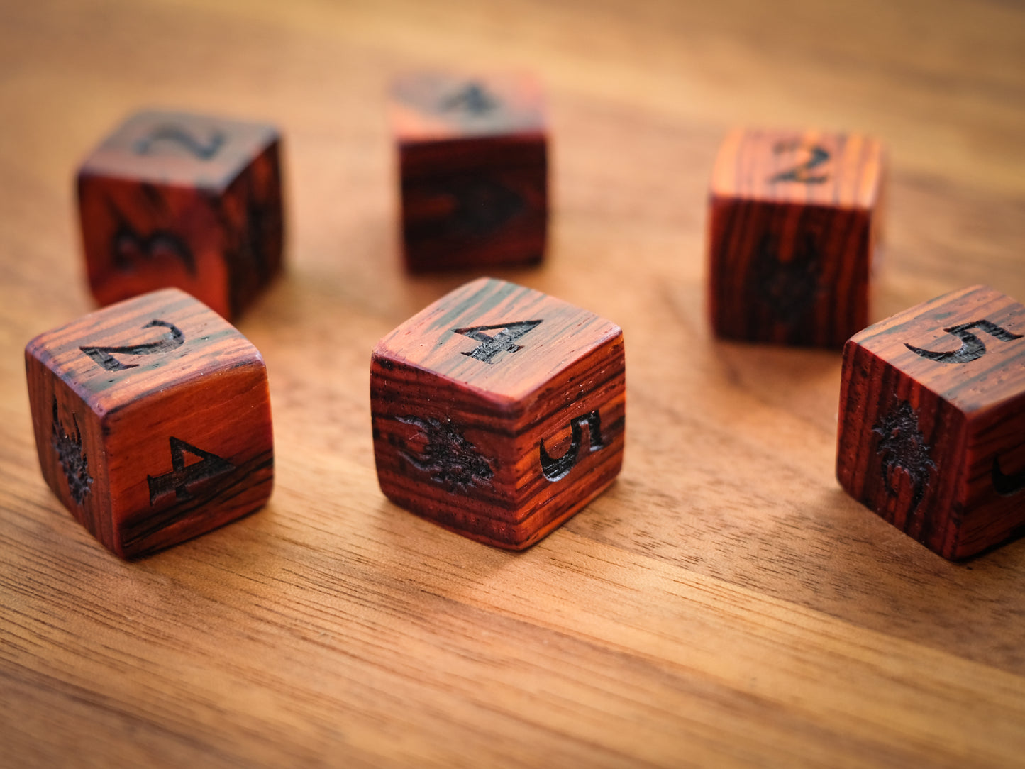 Cocobolo Wood D6 Dice Set