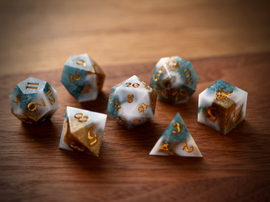 Aeon Stone (Azure) premium DnD dice set