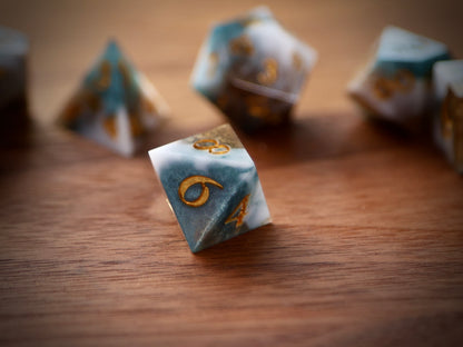 Aeon Stone (Azure) premium DnD dice set
