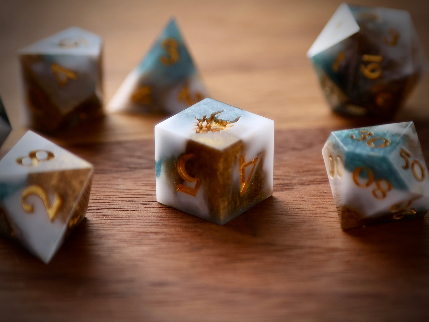 Aeon Stone (Azure) premium DnD dice set
