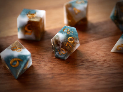 Aeon Stone (Azure) premium DnD dice set