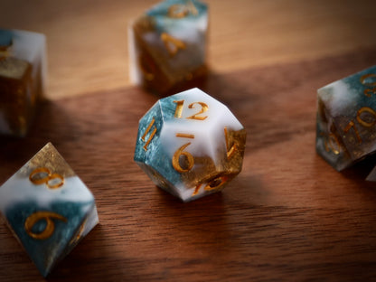 Aeon Stone (Azure) premium DnD dice set