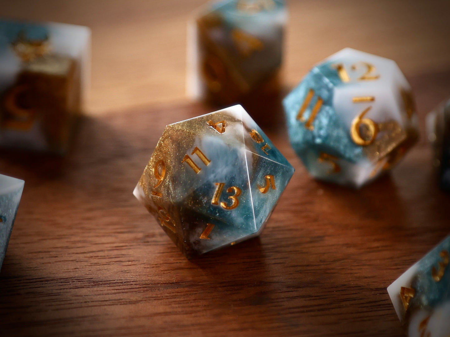 Aeon Stone (Azure) premium DnD dice set