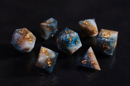 Aeon Stone (Azure) premium DnD dice set