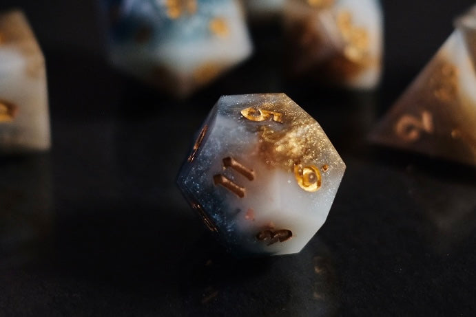 Aeon Stone (Azure) premium DnD dice set