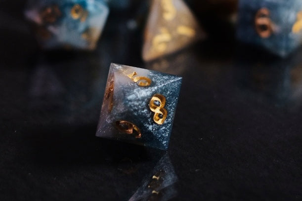 Aeon Stone (Azure) premium DnD dice set