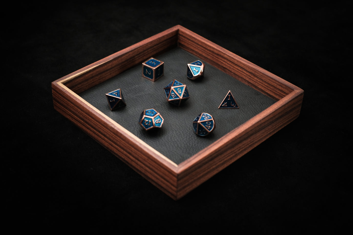 Bolivian Rosewood Dice Tray (Mini) w/ Black Leather Liner