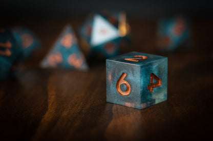 Teal and Copper Dice Set