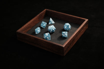 Peruvian Walnut Dice Tray (Mini) w/ Black Leather Liner