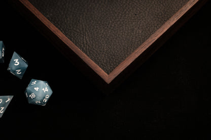 Peruvian Walnut Dice Tray (Mini) w/ Black Leather Liner