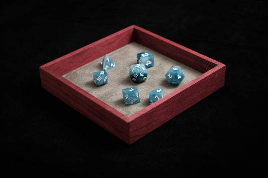 Purpleheart Dice Tray (Mini) w/ Grey Suede Leather Liner