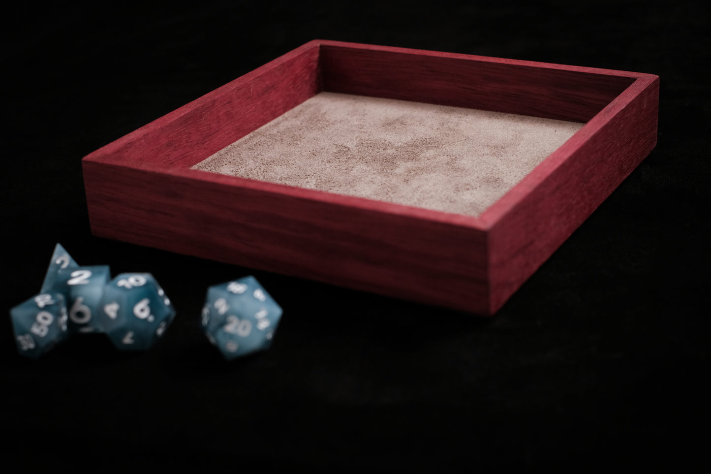 Purpleheart Dice Tray (Mini) w/ Grey Suede Leather Liner