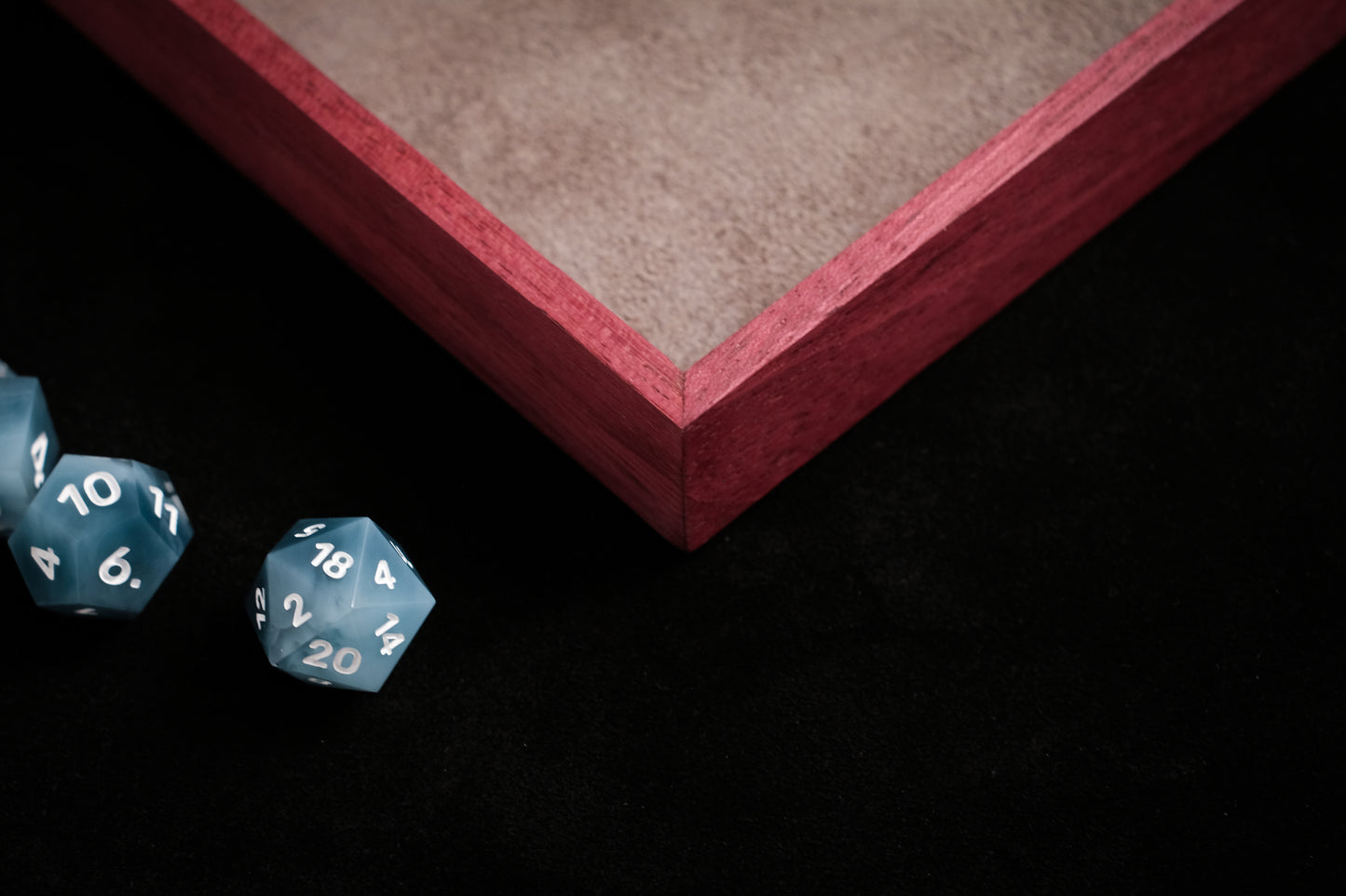 Purpleheart Dice Tray (Mini) w/ Grey Suede Leather Liner