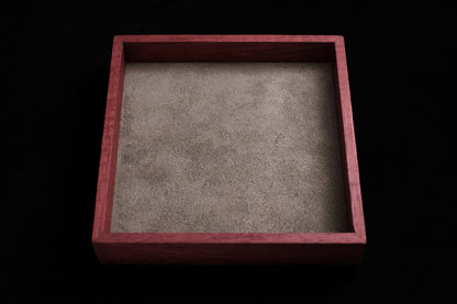 Purpleheart Dice Tray (Mini) w/ Grey Suede Leather Liner