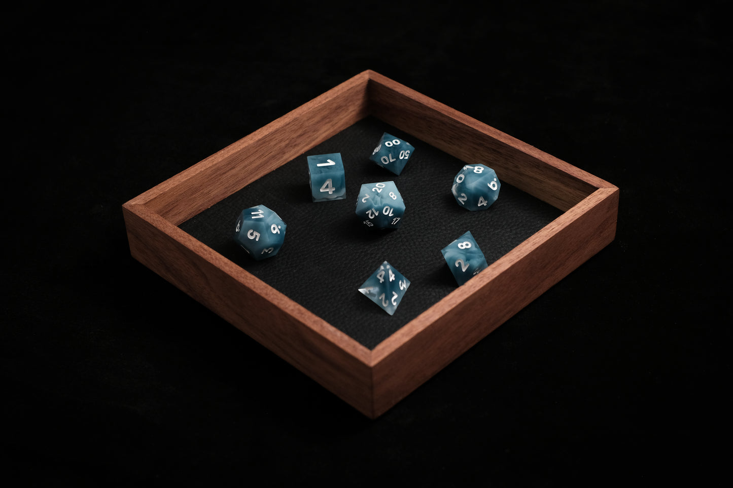 Black Walnut Dice Tray (Mini) w/ Black Leather Liner