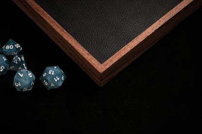 Black Walnut Dice Tray (Mini) w/ Black Leather Liner