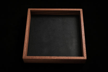 Black Walnut Dice Tray (Mini) w/ Black Leather Liner