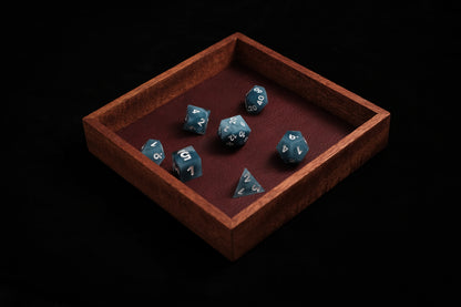 African Mahogany Dice Tray (Mini) w/ Crimson Red Leather Liner