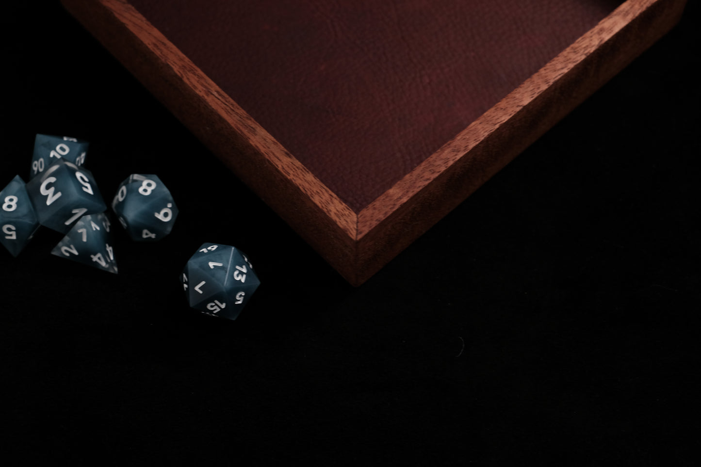 African Mahogany Dice Tray (Mini) w/ Crimson Red Leather Liner