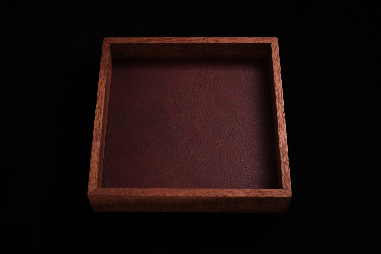 African Mahogany Dice Tray (Mini) w/ Crimson Red Leather Liner