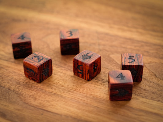 Cocobolo Wood D6 Dice Set