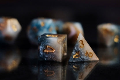 Aeon Stone (Azure) premium DnD dice set